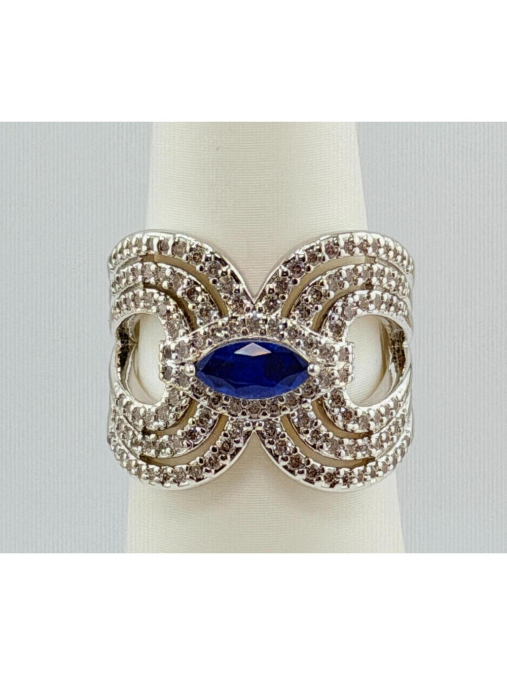 Bomb Party Ring Size 7 RG54097 "Summer Magic" Twilight Sapphire on Rhodium